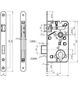 Замок врезной с цилиндром кл./верт. 7504/72 ZC SN