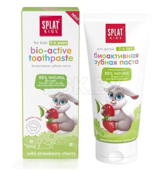 SPLAT Kids Зубная паста натуральная для детей 2-6 лет ЗЕМЛЯНИКА-ВИШНЯ, 50 мл. (4603014004901) 