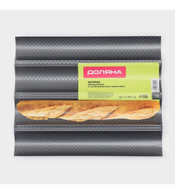 Форма для выпечки с а/п покрытием перфорированная 38х31х2,5 см "Хлеб. Багет"