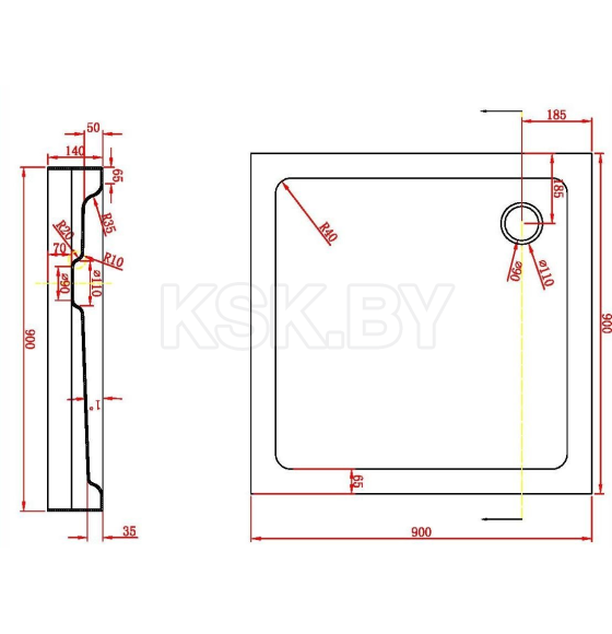 Поддон душевой AQUABATH ATLAS ABS-90 квадратный 90x90 (ABS-90) 