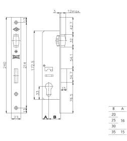 Замок врезной Kale Kilit с роликовой защелкой 155 никель