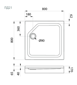Поддон душевой Triton ПД21 квадратный 80x80