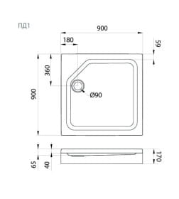 Поддон душевой Triton ПД1 квадратный 90x90