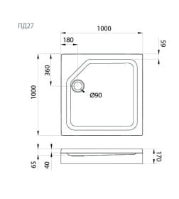 Поддон душевой Triton ПД27 квадратный 100x100
