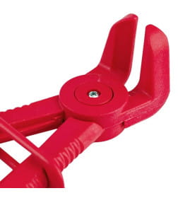 Зажим пластиковый для шлангов с фиксатором изогнутый 90°(L-165мм) RockFORCE