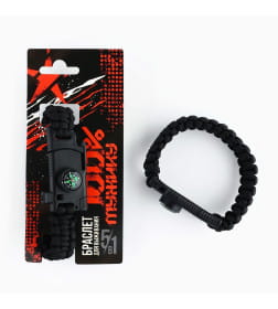 Браслет для выживания "100% мужику", 26 х 2.3 см    10236998