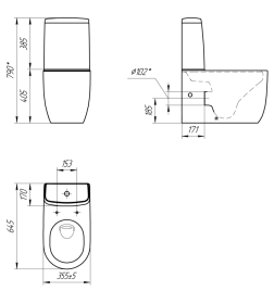Унитаз напольный Cersanit MODUO Vortex 011 DPL EO slim LP безобод.ниж.подв.воды.гор.вып.сид.дюр.slim,lifting,easyoff.эк.слив 3.5л.