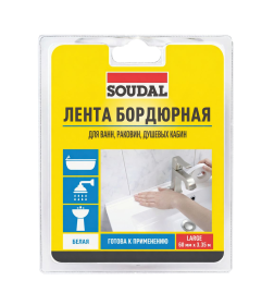 Самоклеящаяся бордюрная лента для ванн и раковин 60мм х 3,35м "Soudal"
