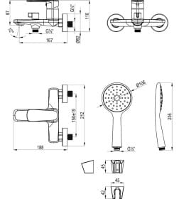 Смеситель для ванны Lemark LMF-1022B-C