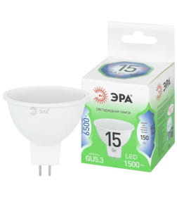 Лампа светодиод. G5.3 MR16 15W 220в. 6500K Green Line ЭРА