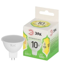 Лампа светодиод. G5.3 MR16 10W 220в. 3000K Green Line ЭРА