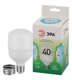 Лампа светодиод. E27/E40 40W 220в. 4000K T80 POWER Green Line ЭРА