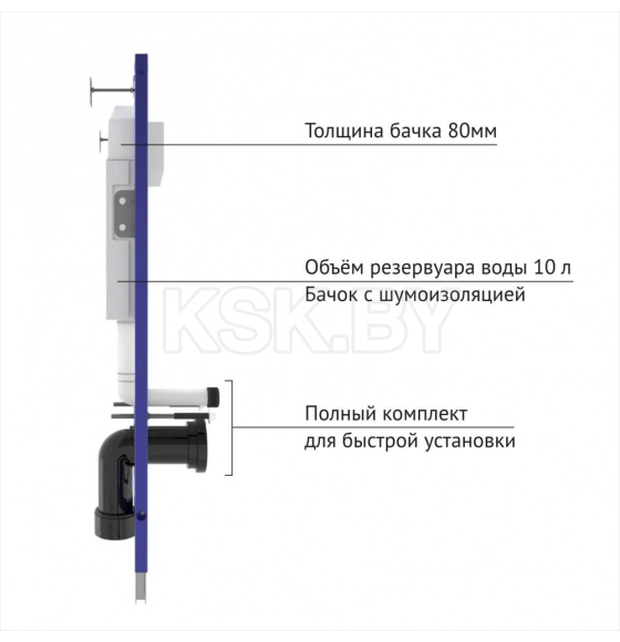 Комплект Berges: инсталляция Visam Slim 525 кнопка O5 Soft Touch черная, унитаз VITA Rimless 49 см, сиденье дюропласт VITA Slim SO (EX-043378) 
