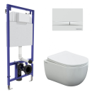 Комплект Berges: инсталляция Visam Slim 525 кнопка F1 белая, унитаз VENTAS, сиденье дюропласт (EX-043310) 