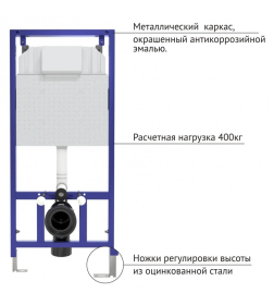 Комплект Berges: инсталляция Visam Slim 525 с кнопкой L1 белая, унитаз VITA Rimless 49 см, сиденье VITA Slim SO дюропласт