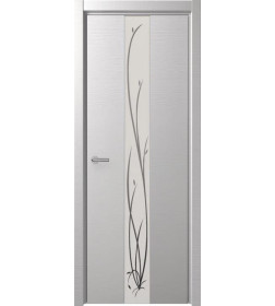 Дверное полотно H4 Дуб французский светлый,белое стекло с рисунком  2000х800х35мм,уценка