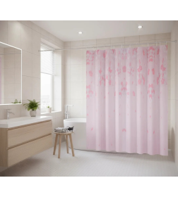 Шторка для ванны Fashun розовая с цветочным орнаментом полиэтилен 180х180 см A8818