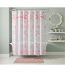 Шторка для ванны Fashun розовые цветы полиэтилен 180х180 см A8819