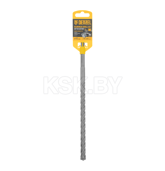Бур по бетону цельная крестовая пластина 12x265 мм SDS PLUS Denzel (705317) 