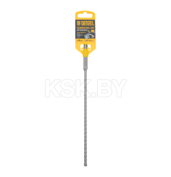 Бур по бетону цельная крестовая пластина 6x265 мм SDS PLUS Denzel (705303) 