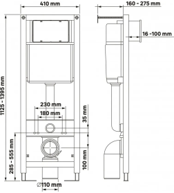 Комплект BERGES AT-043336: инсталляция АТОМ 410 кнопка чёрная Soft Touch, унитаз FLOE S Rimless 51 см, сидение Floe S Slim SO