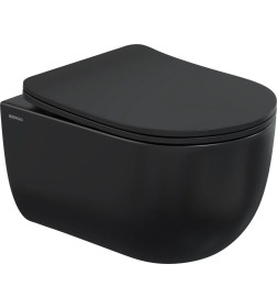 Комплект BERGES AT-043343: инсталляция ATOM 410 кнопка Atom Line черная, унитаз VENTAS Black Rimless 49 см, сиденье Ventas Black