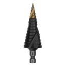 Сверло ступенчатое 4-6-8-10-12-14-16-18-20-22-24-26-28-30-32 мм Р6М5 6-гр. хвостовик Denzel (723606) 