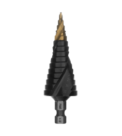 Сверло ступенчатое 4-6-8-10-12-14-16-18-20-22-24-26-28-30-32 мм Р6М5 6-гр. хвостовик Denzel