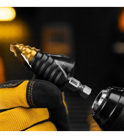 Сверло ступенчатое 9-12-15-18-21-24-27-30-33-36 мм Р6М5 6-гр. хвостовик Denzel