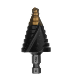 Сверло ступенчатое 9-12-15-18-21-24-27-30-33-36 мм Р6М5 6-гр. хвостовик Denzel