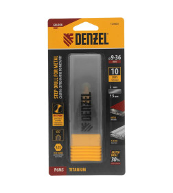 Сверло ступенчатое 9-12-15-18-21-24-27-30-33-36 мм Р6М5 6-гр. хвостовик Denzel