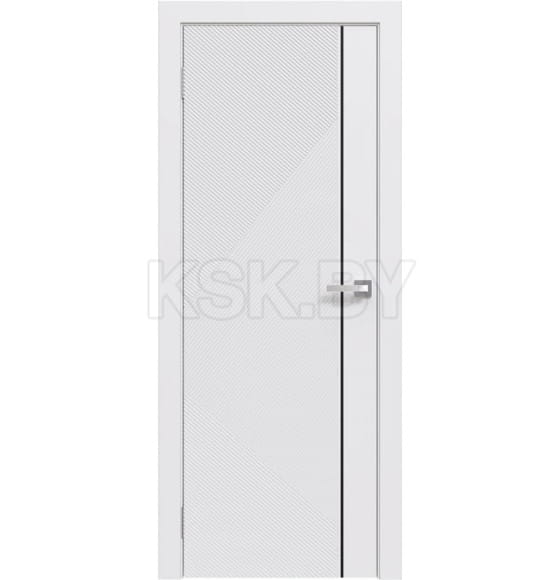 Дверное полотно "Line" 8 ,2000х600х38мм,Белый,черный молдинг