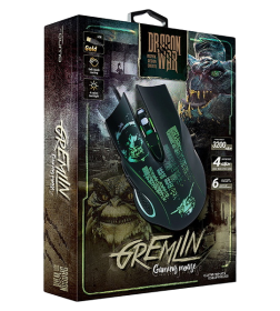 Мышь проводная Qumo  Gremlin M37, проводная, оптическая, 6 кноп., подсв. 4 цв., 1200/1600/2400/3200 dpi, программируемая