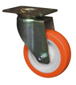 Поворотная колесная опора, большегрузная,полиуретан, обод-нейлон Ronel RN01 NPU 80