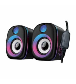 Колонки 2.0 PEARL AS010, 6 ВТ, объемное звучание, RGB подсветка, USB+Jack 3,5мм. (Black)