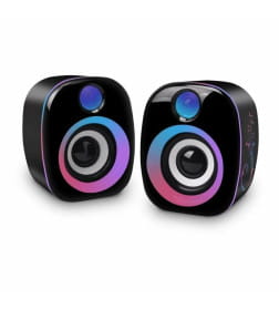 Колонки 2.0 PEARL AS010, 6 ВТ, объемное звучание, RGB подсветка, USB+Jack 3,5мм. (Black)