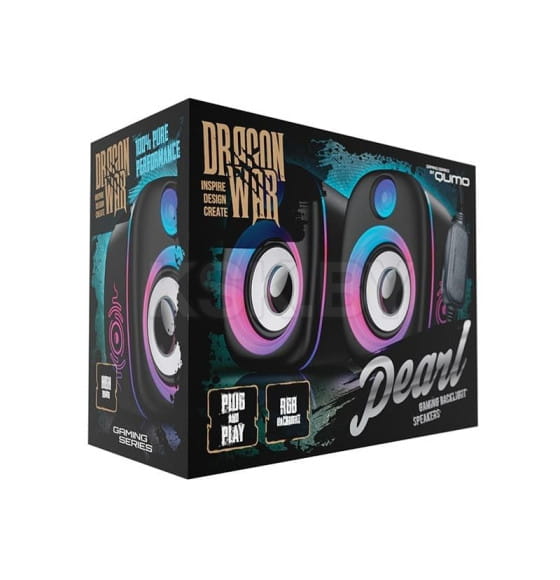 Колонки 2.0 PEARL AS010, 6 ВТ, объемное звучание, RGB подсветка, USB+Jack 3,5мм. (Black) (Q39644) 