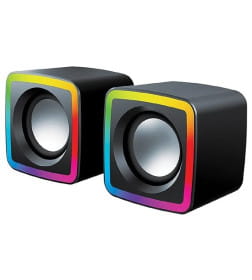 Колонки 2.0 Qumo GLOW AS014, 10 ВТ, объемное звучание, RGB подсветка, USB+Jack 3,5мм