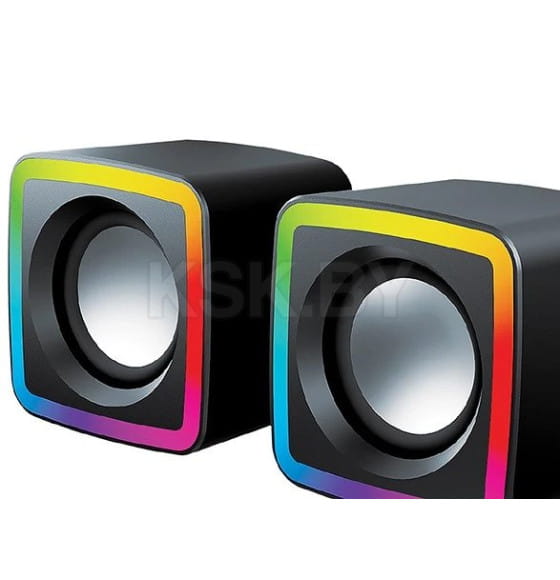 Колонки 2.0 Qumo GLOW AS014, 10 ВТ, объемное звучание, RGB подсветка, USB+Jack 3,5мм (Q52649) 