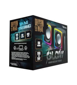 Колонки 2.0 Qumo GLOW AS014, 10 ВТ, объемное звучание, RGB подсветка, USB+Jack 3,5мм