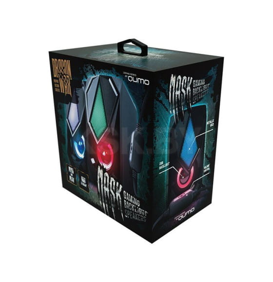Колонки 2.0 Qumo Mask AS004, 10 ВТ, объемное звучание, RGB подсветка, USB+Jack 3,5мм (Q30568) 