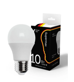 Лампа светодиод. E27 10Вт 220в. 4000K A60 Supermax