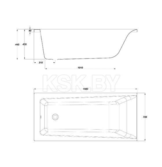 Ванна акриловая 150х70 см  CERSANIT  LORENA  (без ног) УЦЕНКА (64531) 