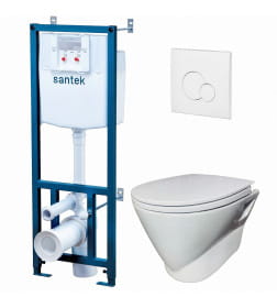 Комплект инсталляции с унитазом Santek ПЭК "СКАЙ RIM" кнопка белая 1WH501869