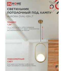 Светильник подвесной под лампу AURORA OVAL-G9-LT 1хG9 матовый плафон, латунный корпус IN HOME