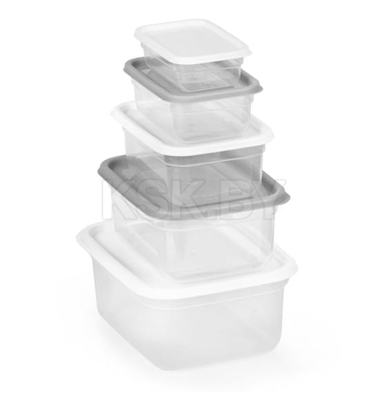 Набор емкостей для СВЧ "Матрешка" (0,2л; 0,4л; 0,7л; 1,2л; 1,9л) (бело-серый) М9173 (М9173) 