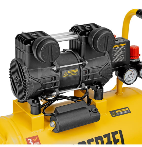 Компрессор безмасл. малошумный DLP-950/24 950Вт24 л 2850 об/мин 170 л/мин Denzel (58142) 