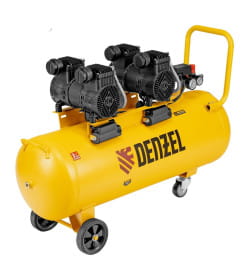 Компрессор безмасл. малошумный DLP-3000/100 3 кВт 2х15 кВт100 л 2850 об/мин500 л/мин Denzel