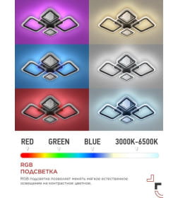 Светильник светодиодный ELEGANT SPACE-120RGB-BL-BG 120Вт 230В 3000-6500K 8400Лм 530х530х125мм пульт ДУ черный IN HOME