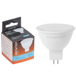Лампа светодиод. GU5.3  5W 220в. 5000K MR16 ЮПИТЕР ЛЮКС